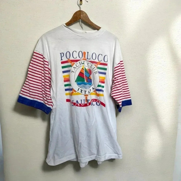 Vintage pocoloco yacht club tee shirt M preppy nautical Streetwear - Picture 1 of 5